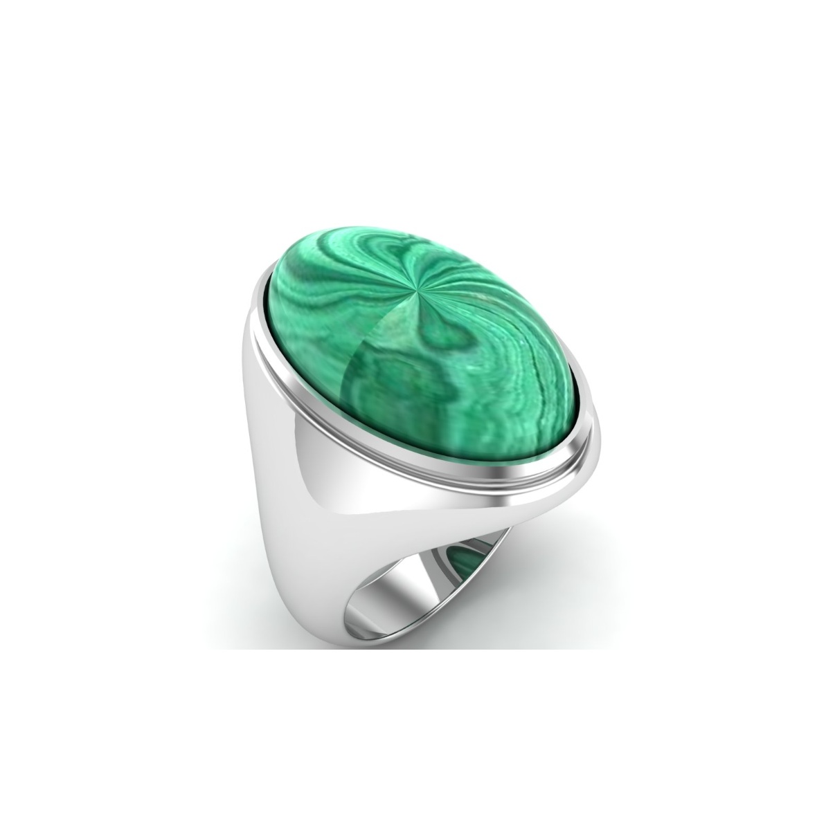 Bague malachite argent Dewa chevalière